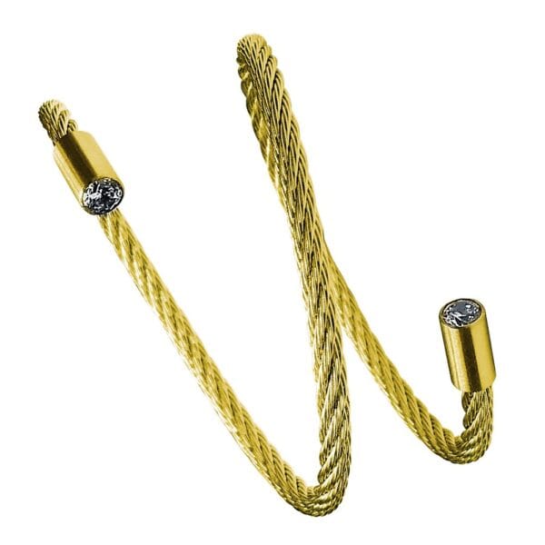 B.Tiff Signity Star End Stainless Steel Cable Bangle Bracelet Gold