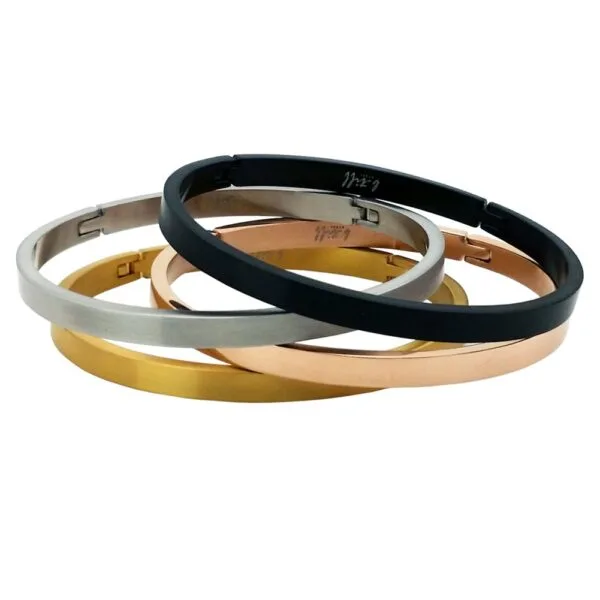 B.Tiff Matte Finished Gold Plated Bangle Bracelet (Rose Large) - Image 2