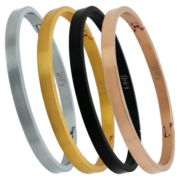 B.Tiff Matte Finished Gold Plated Bangle Bracelet (Rose Large) - Image 3