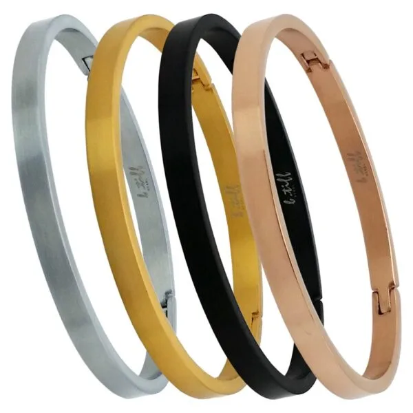 B.Tiff Matte Finished Gold Plated Bangle Bracelet (Rose Large) - Image 3